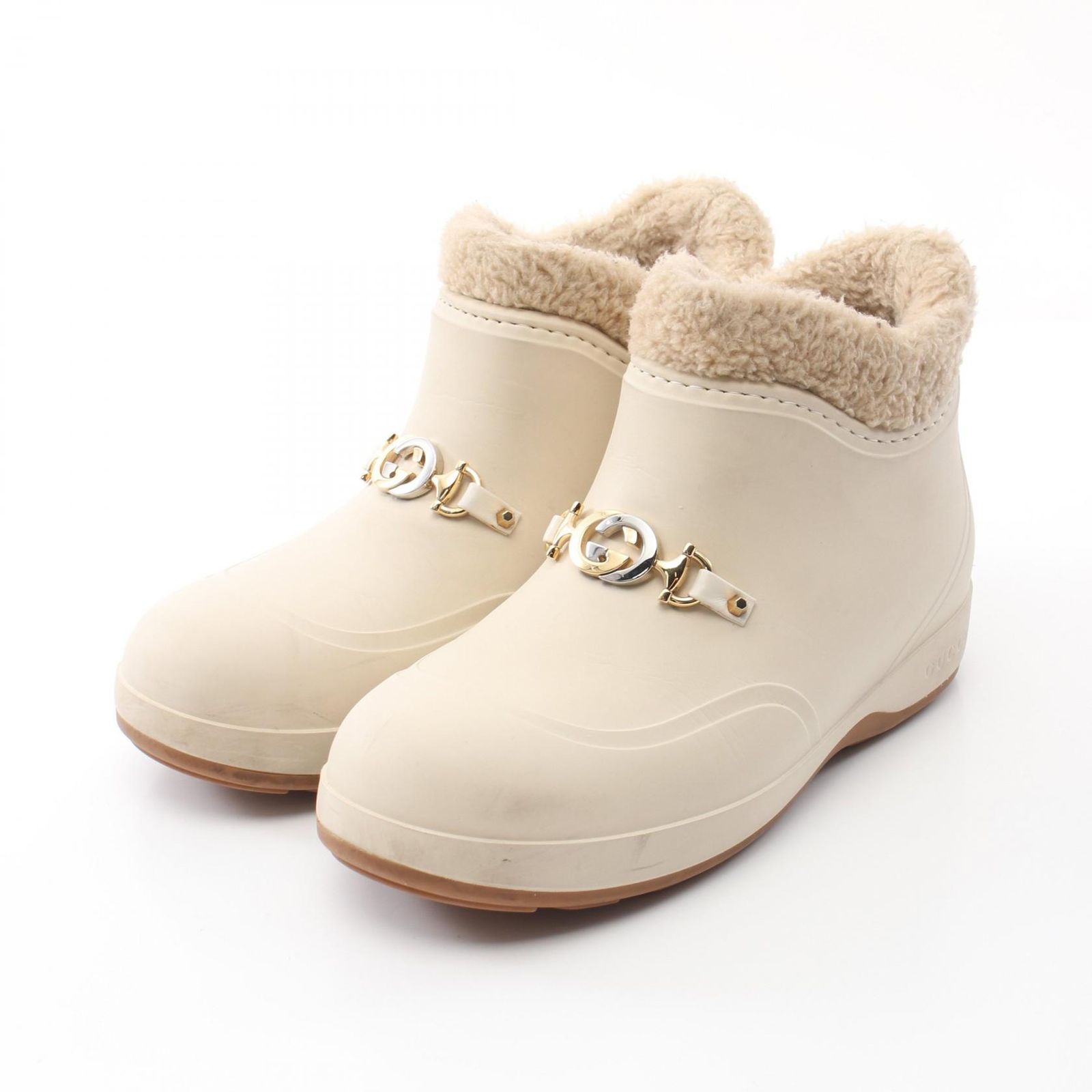 グッチ GUCCI ブーツ ホースビット 627890 ベージュ ラバー ブーツ 