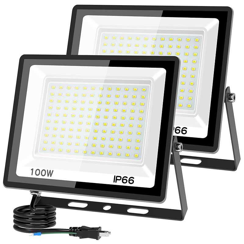 TANKAO 投光器 led投光器 投光器 屋外 100v 灯光器 作業灯 外灯 3000K/6500K IP66 昼光色/電球色 高輝度 工事用ライト ledライト 屋内 屋外用 野外 防水 看板灯 集魚灯 ガレージ 倉庫 駐車場用 (昼光色， 