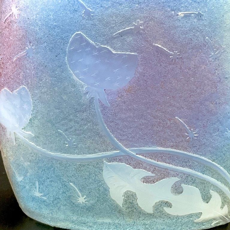 魅惑の虹色 ドーム ナンシー タンポポ文花器 オパルセント Daum Nancy グラス 花瓶 飾壺 たんぽぽ ジヴレ 蒲公英 アールヌーボー ガレ期 WWW_OLIVIERBERNSTEIN_COM