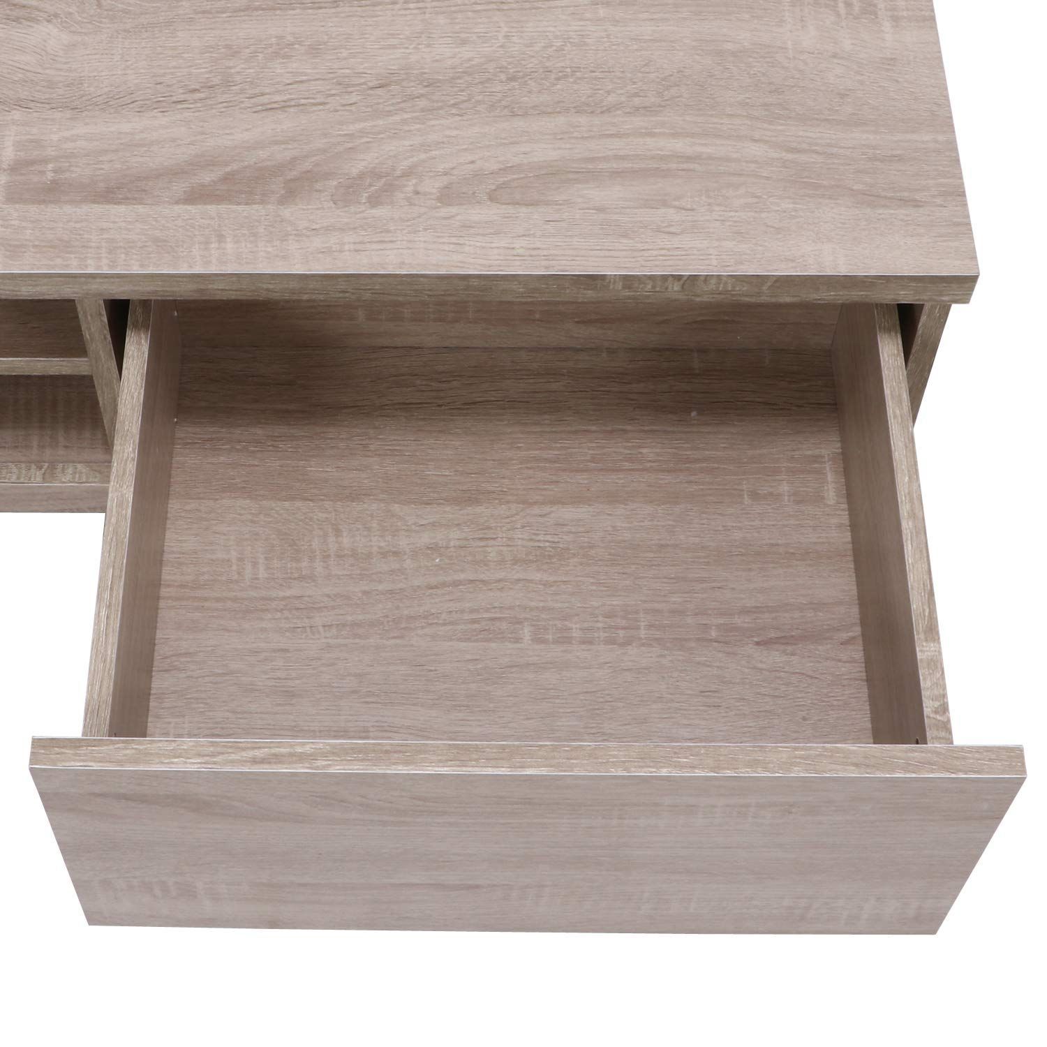 数量 99266 オープンラック 引出収納 木目調 ホワイトオーク 幅150×奥行38.5×高さ28cm 49型対応 TVボード テレビ台 不二貿易