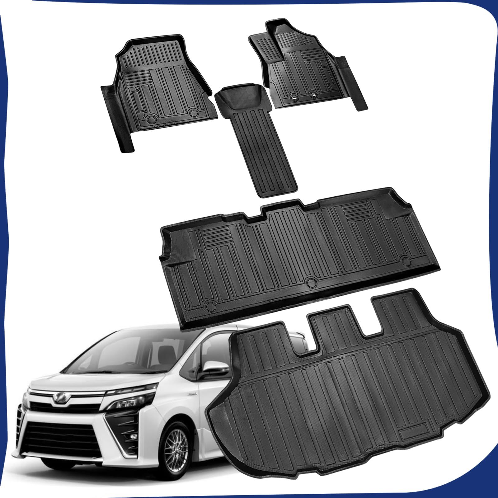 車用フロアマットとラゲッジマッ 対応 新型トヨタヴォクシー ノア 80系 2014年1月 現行 第1-2-3列目 のフロアマット ラゲッジマット TPE 全天候型 防水滑り止め耐汚保護 手入れ簡単