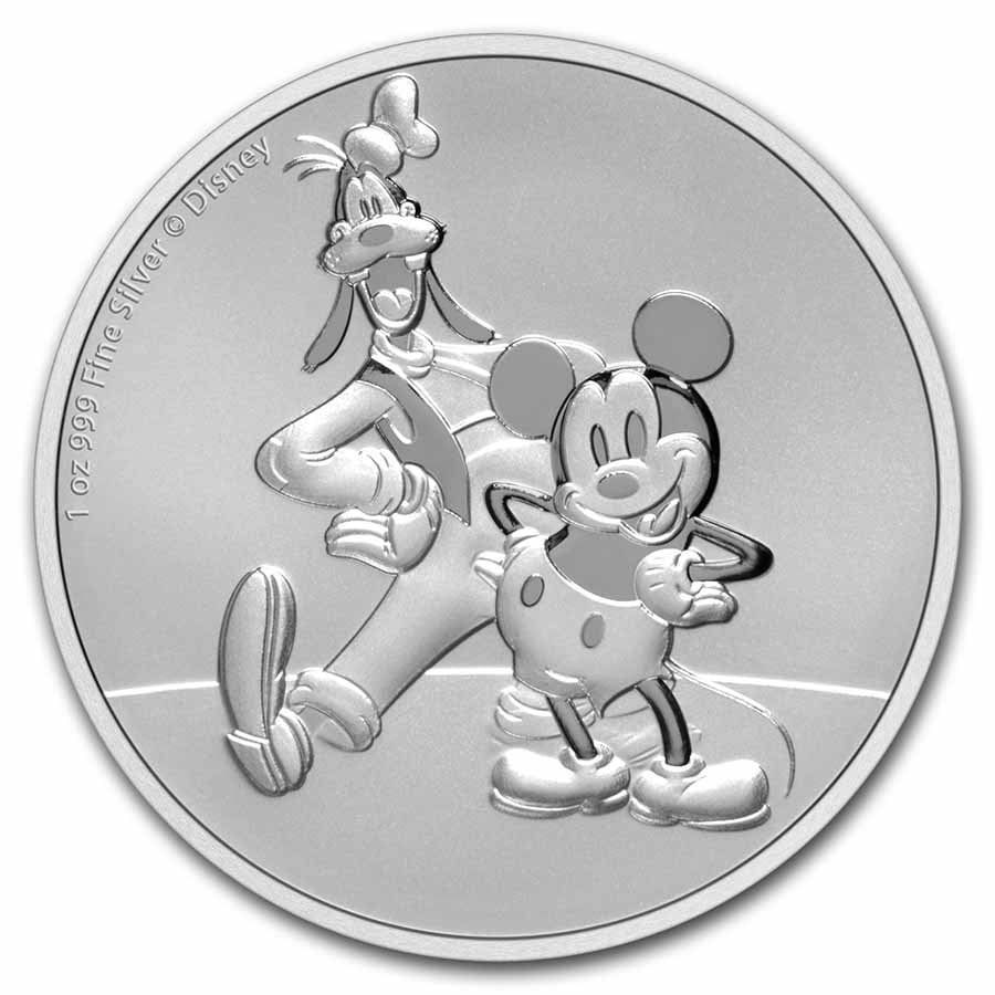[保証書・カプセル付き] 2021年 (新品) ニウエ「ディズニー・ミッキー＆グーフィー」純銀 1オンス 銀貨