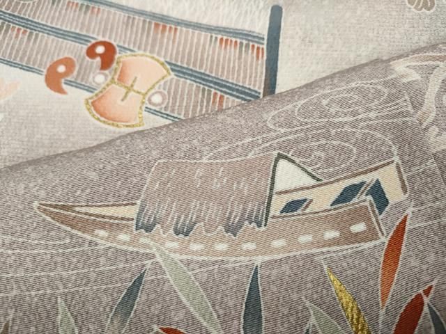 平和屋着物○豪華色留袖 流水風景草花文 暈し染め 金彩 正絹 逸品