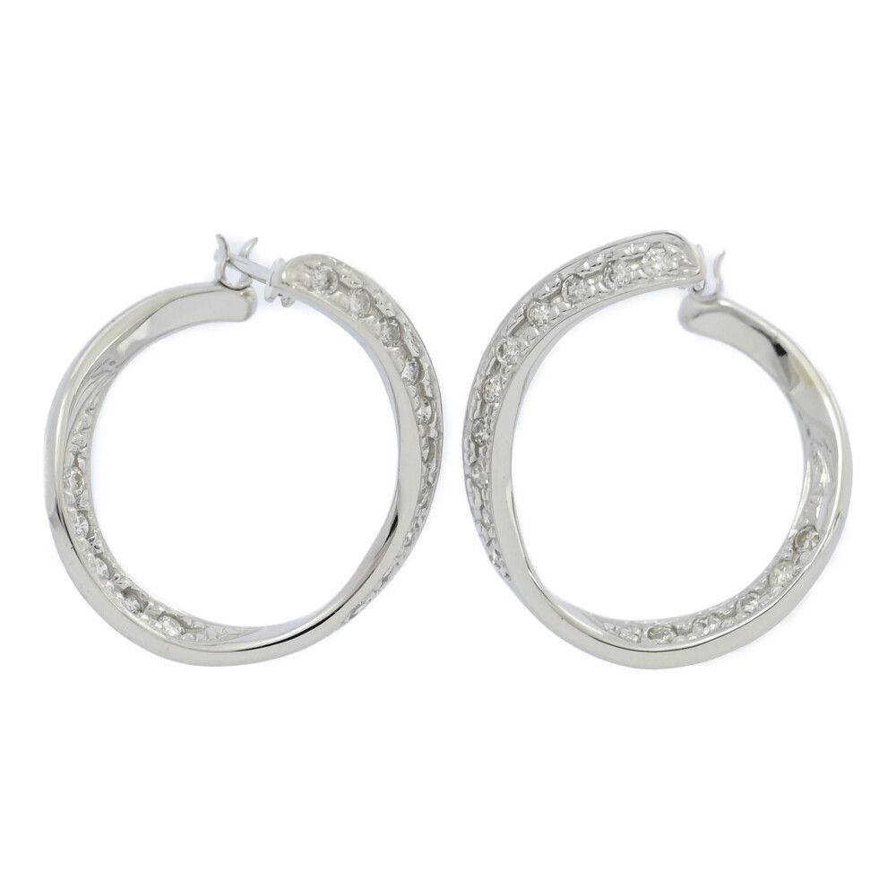 0.15ct|FD 0.15ct|ループモチーフ ダイヤモンド ピアス|K18WG|750-3.2g|ホワイトゴールド|プレゼント|記念日 ♀ N レディース 556465