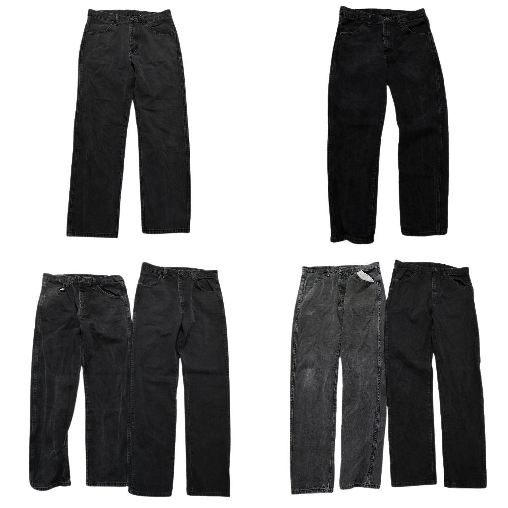 古着卸 まとめ売り RUSTLER ラスラー ブラックデニム パンツ 6枚セット メンズ 32 |33 |34 フェード アタリ 古着 NC1280