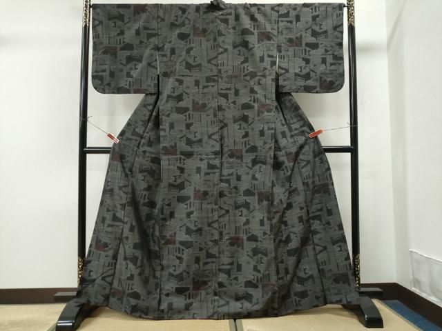 平和屋着物○本場大島紬 アンサンブル 泥染め 樹林風景文 やまと誂製 証紙