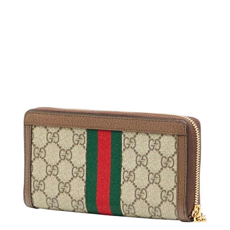 グッチ オフィディア GGスプリーム ラウンドファスナー 長財布 523154 ベージュ マルチ PVC レザー レディース GUCCI 227-34002