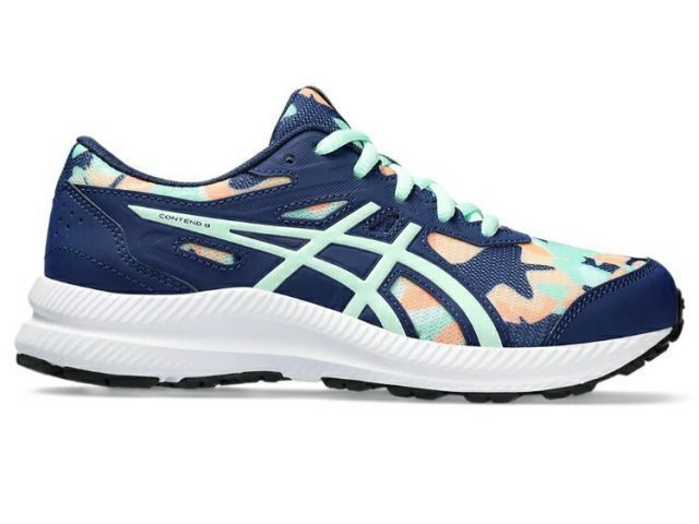 asics アシックス CONTEND 8 GS BLUE EXPANSE/MINT TINT 23.5 1014A294 402 | 靴 スニーカー くつ 子ども ジュニア 日常履き 運動靴 ローカット ランニングシューズ クッション性 通気性 快適性 軽量