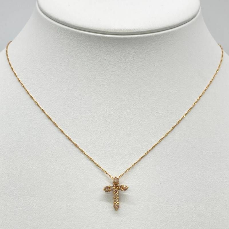 美品】K18 天然ダイヤモンド0.50ct クロスネックレス