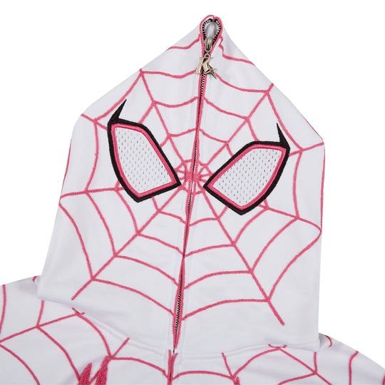 KaKazzy】スパイダーマン ホワイト×ピンク フルジップ パーカー 男女