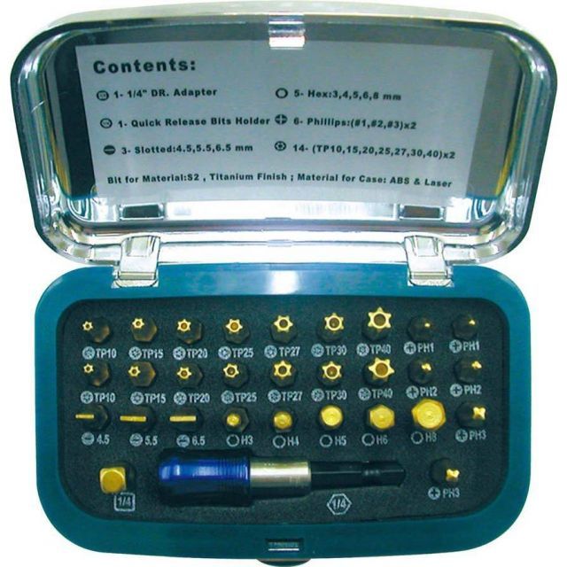 SIGNET シグネット 22032 30PC 1|4 チタンコーティング ビット セット 22032 ドライバー ビット プラス マイナス 工具 ガレージ