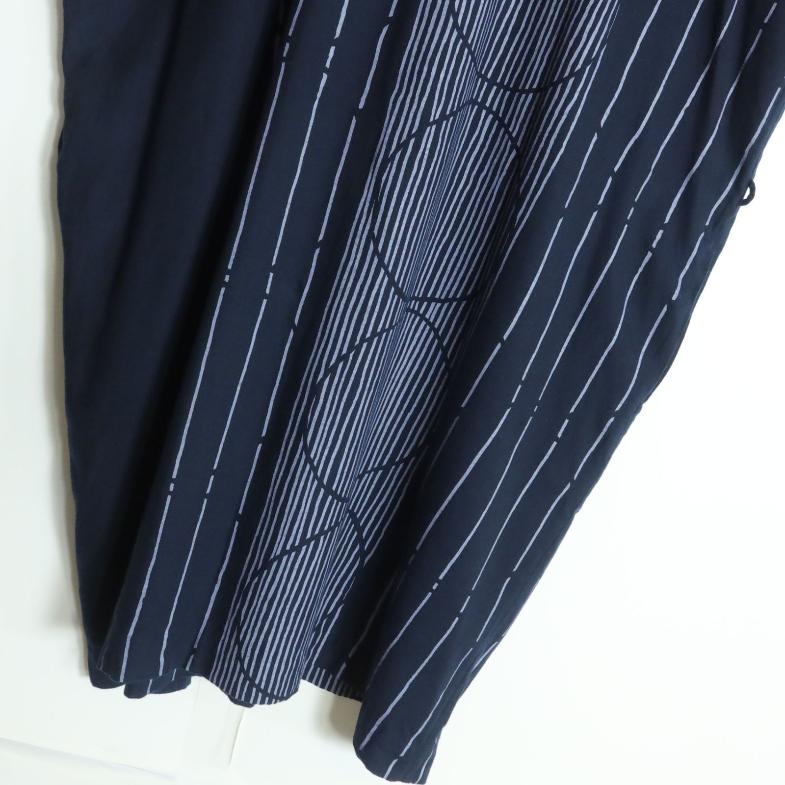 ソウソウ SOUSOU☆長方形衣 ワンピース 貫頭衣 フレンチ袖 濃紺系 水屋