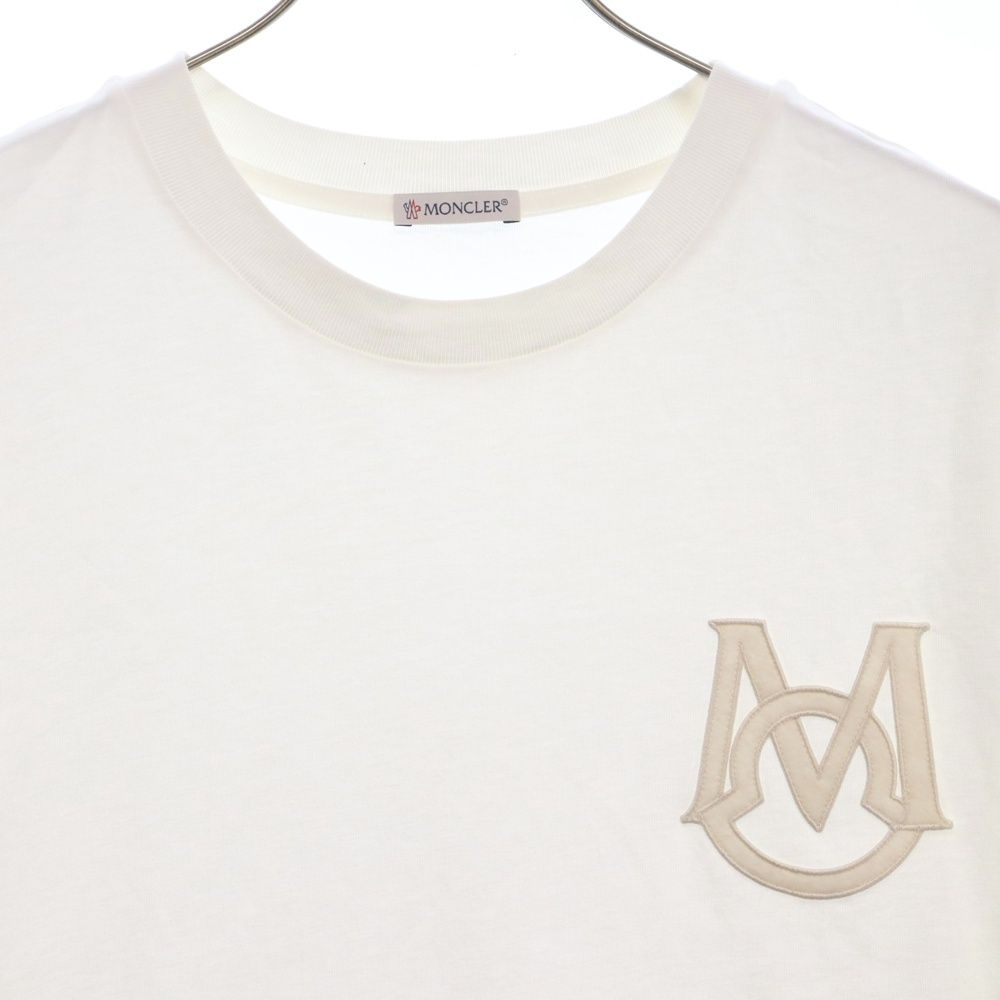 モンクレール MONCLER J20918C00021 Tシャツ MONCLER (モンクレール) フロントロゴデザイン 半袖Tシャツ ホワイト