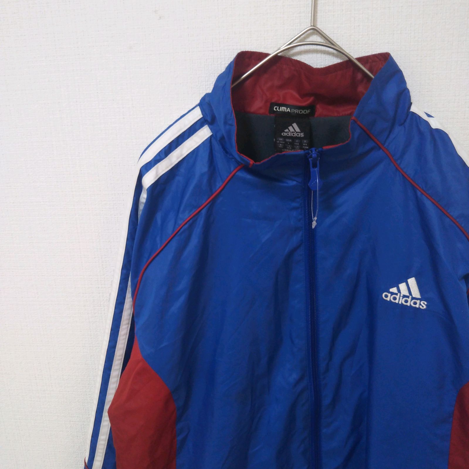 adidas アディダス 160 ブルー CLIMAPROOF ウィンドブレーカー