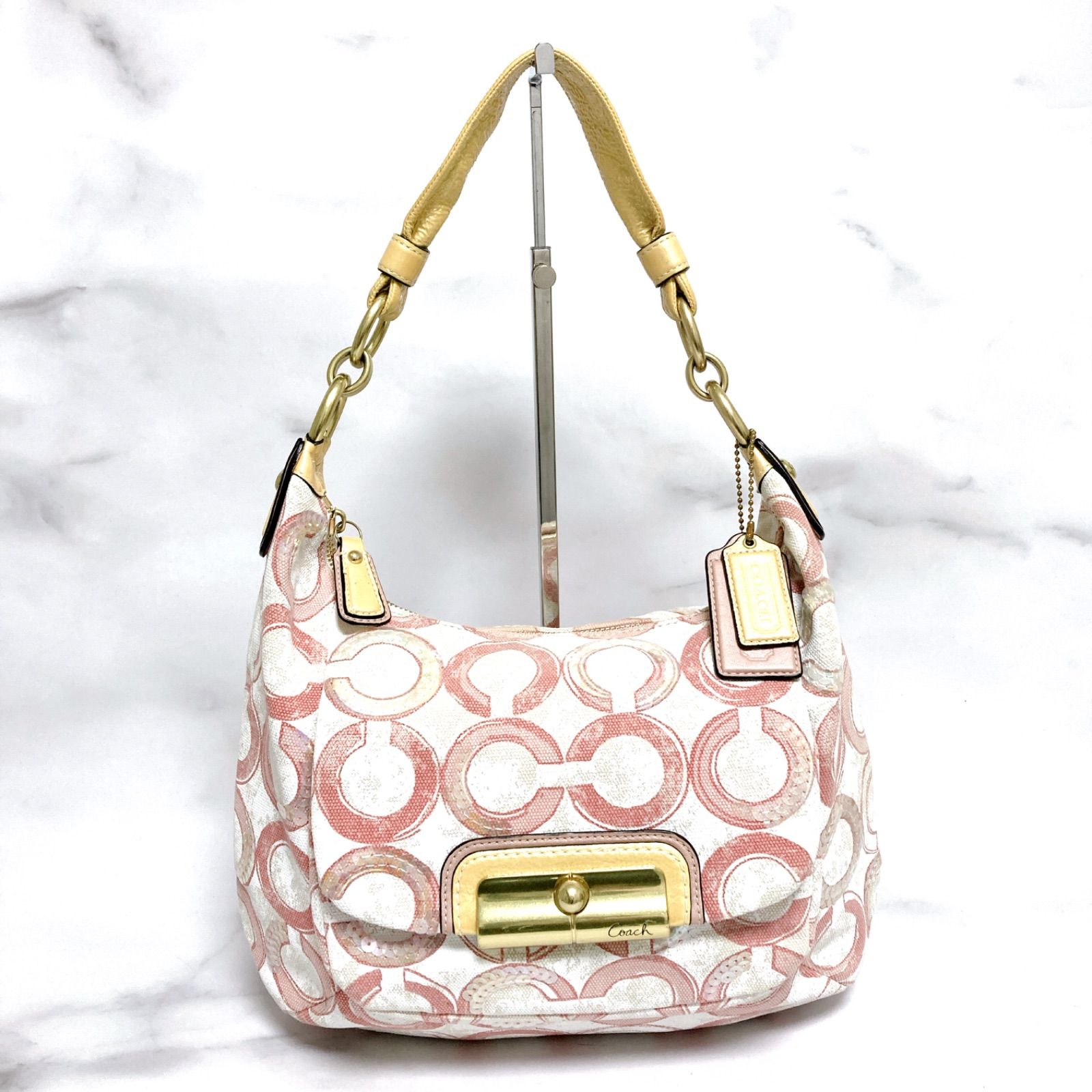 ☆ COACH コーチ バッグ ハンドバッグ 斜め掛け 肩掛け スパンコール 