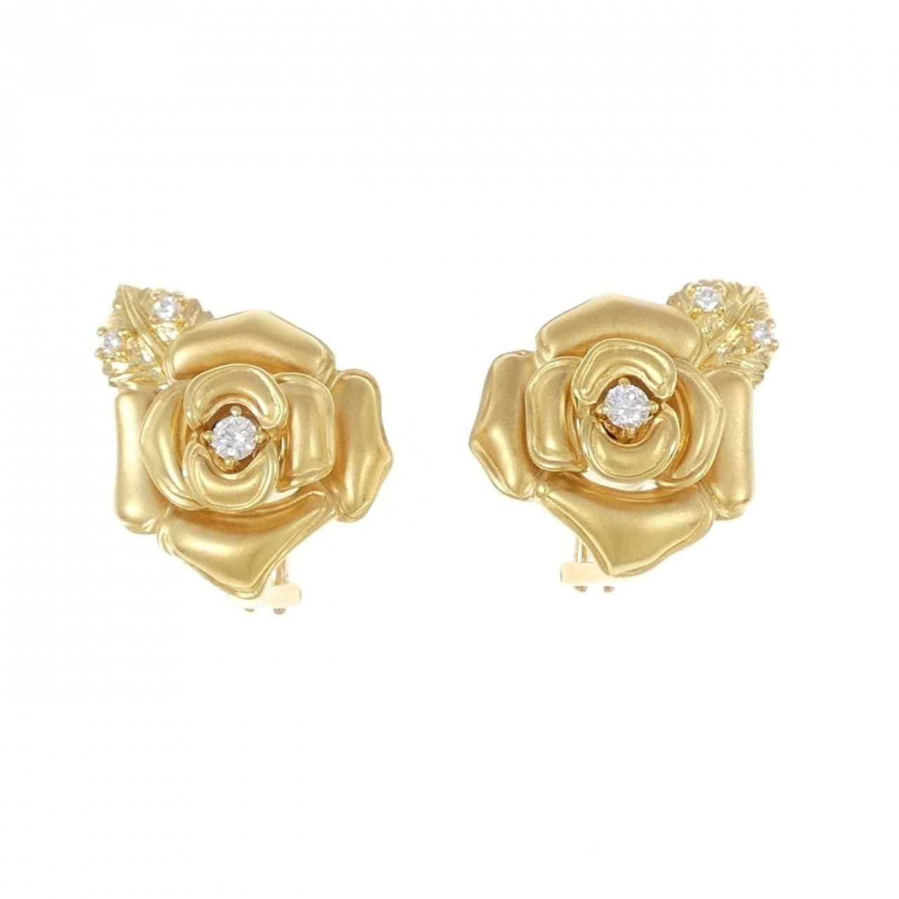 ミキモト ローズ ダイヤモンド イヤリング 0.18CT
