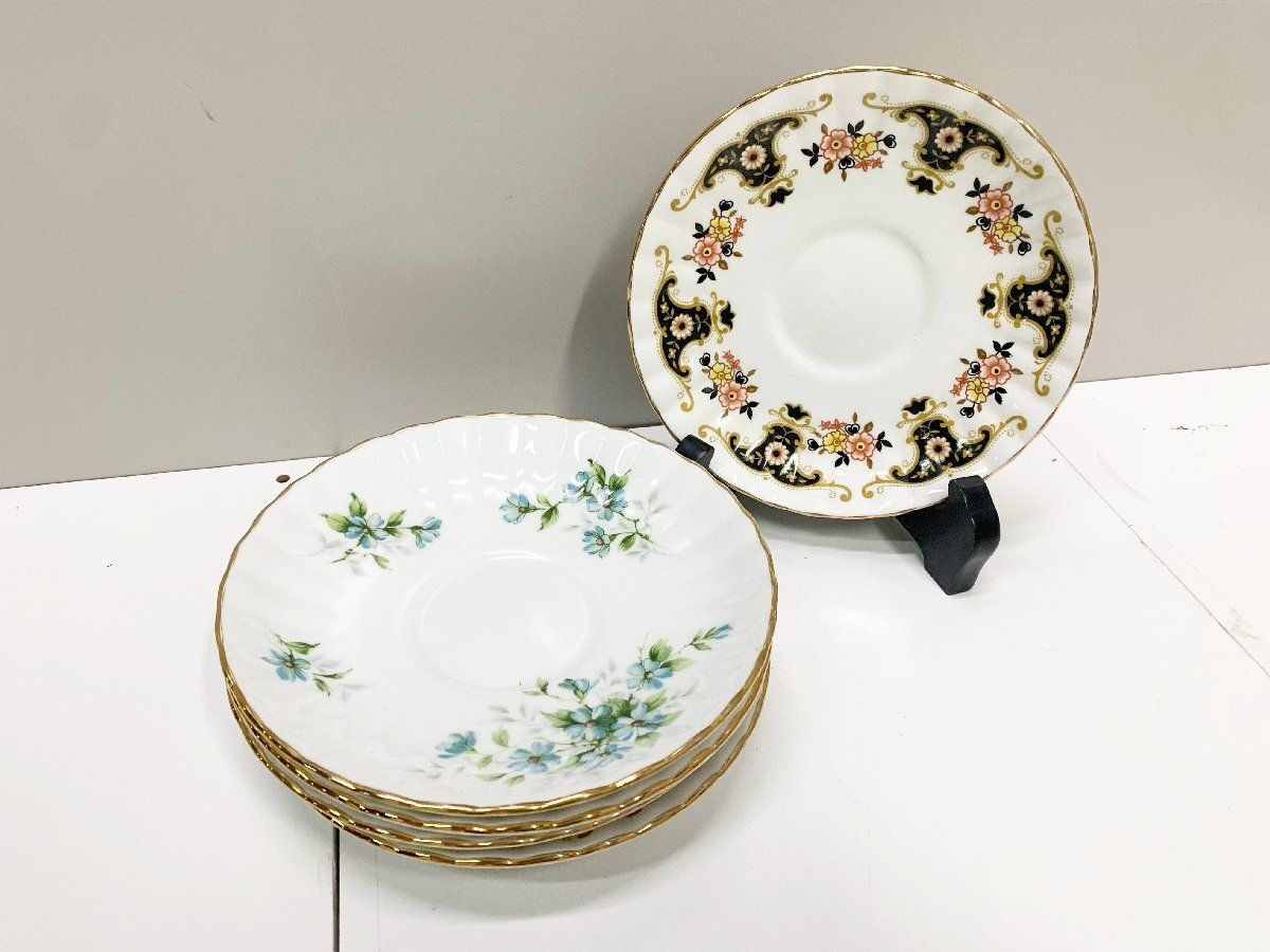 ◆ロイヤルスタッフォード ROYAL STAFFORD ソーサー お皿 5枚セット COQUETTE プレート BALMORAL 小皿 洋食器 陶器 金彩 英国製 他384