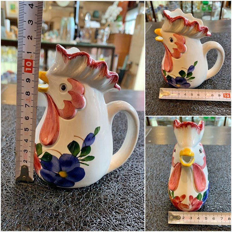 ニワトリ 一輪挿し ポット ピッチャー 鶏 陶器 花瓶 置物 スペイン
