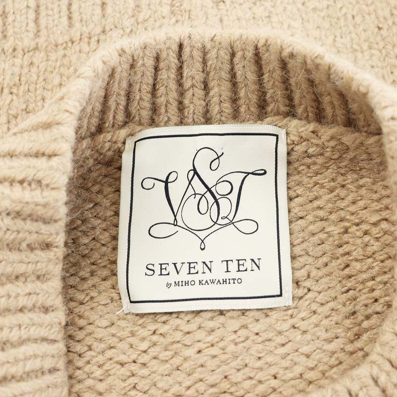 セブンテンバイミホカワヒト SEVEN TEN by MIHO KAWAHITO 20AW フラワー刺繍ニットカーディガン ビーズ M ピンクベージュ セブンテンバイミホカワヒト SEVEN TEN by MIHO KAWAHITO 20AW