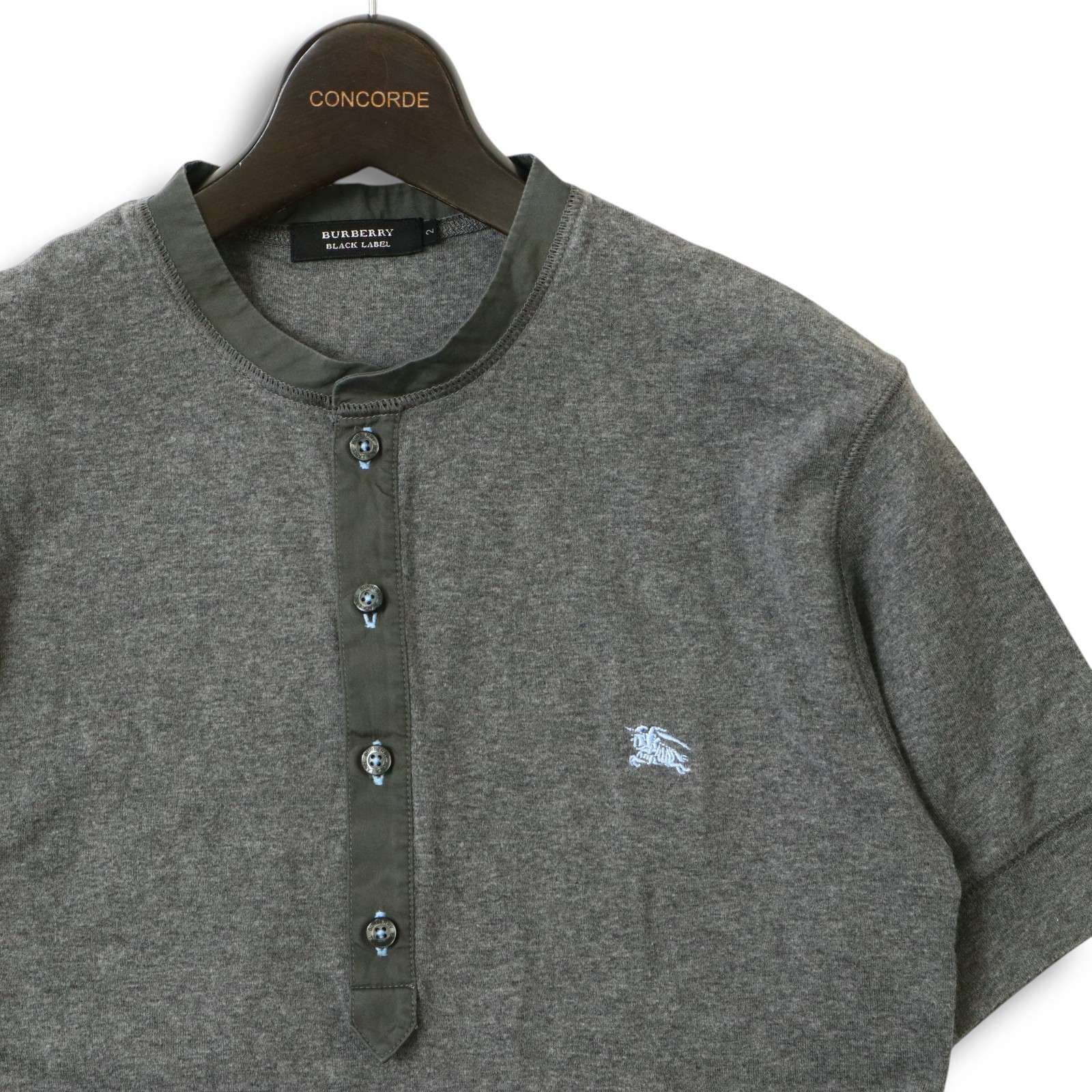 BURBERRY BLACK LABEL バーバリーホースロゴ総柄半袖シャツ　L 美品】【2】BURBERRY BLACK LABEL バーバリーブラックレーベル