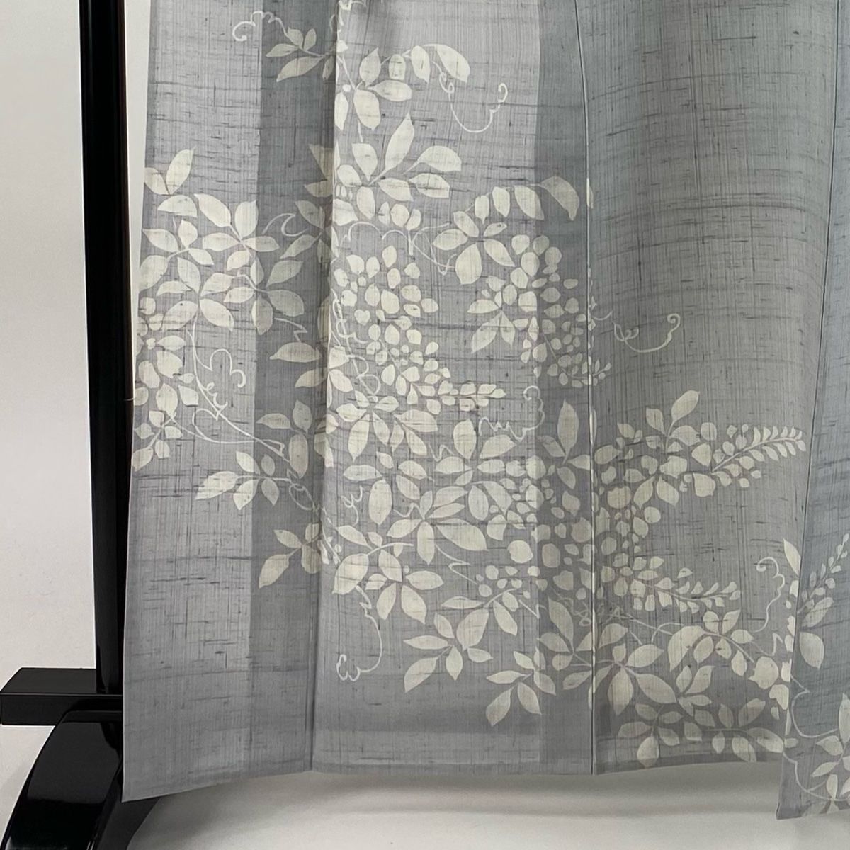 付下げ 身丈166cm 裄丈65cm M 単衣 藤 紬地 青灰色 正絹 秀品