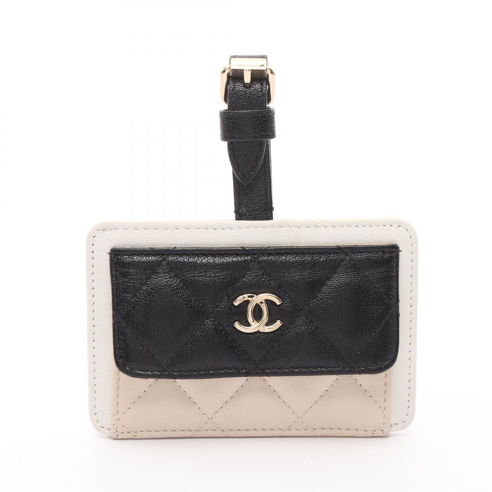 シャネル CHANEL マトラッセ ネームタグ レザー ブラック ココマーク