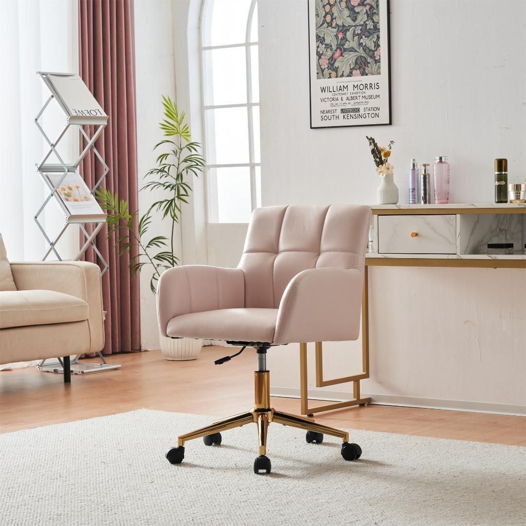 目玉新作】ピンク デスクチェア 椅子 回転 昇降 肘あり 背もたれあり yew3 