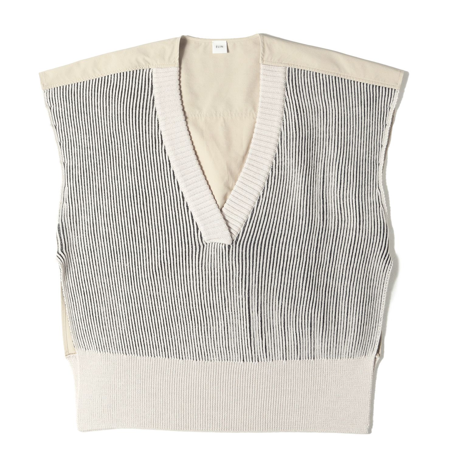 ELIN エリン ベスト ベージュ サイズ 00 | ニット切り替えし オーバーサイズ ジレベスト | トップス セーター メンズ