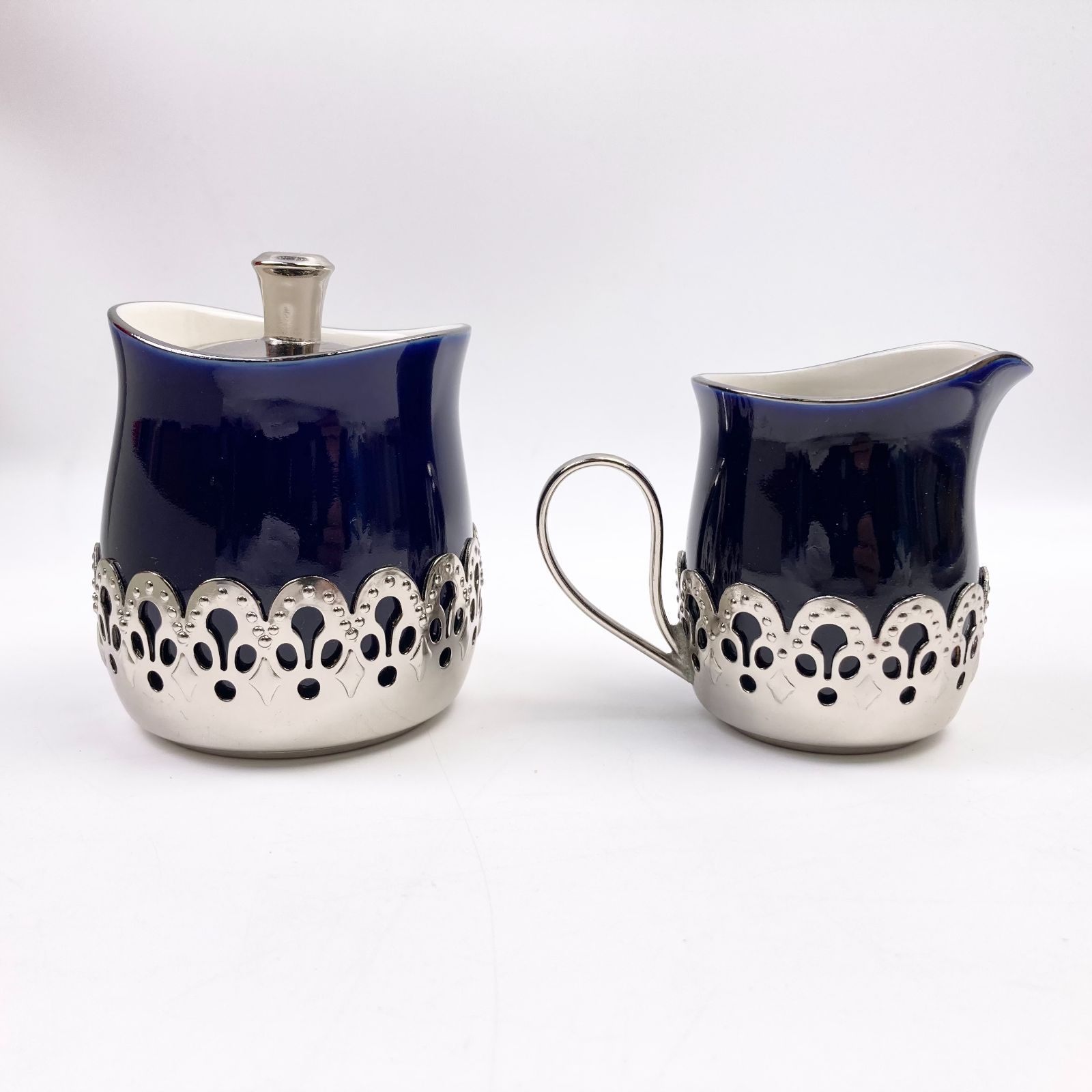 煎茶道具　平安陶工　清山造　染付　花鳥文　煎茶碗　四客　共箱　U　R9303 煎茶道具 平安陶工 清山造 染付 花鳥文 煎茶碗 四客 共箱