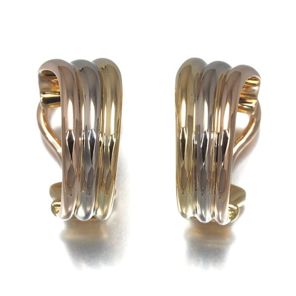 レア品 カルティエ イヤリング スリーカラー フープ K18YG/WG/PG  