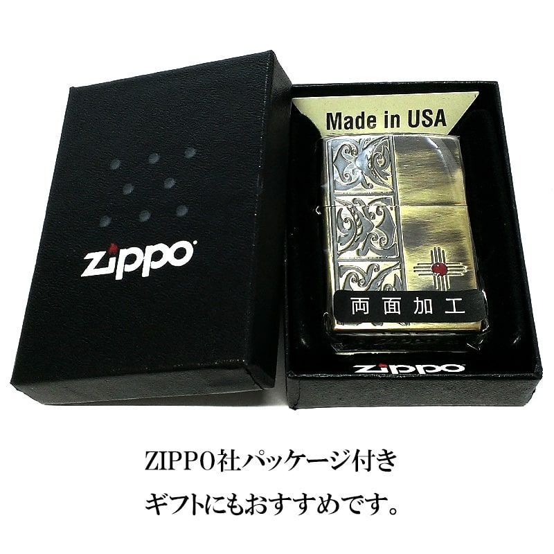 ZIPPO ネイティブアメリカン 両面加工 アンティーク ゴールド