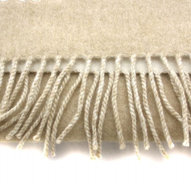 LOEWE バイカラーアナグラムストールベージュ＆白