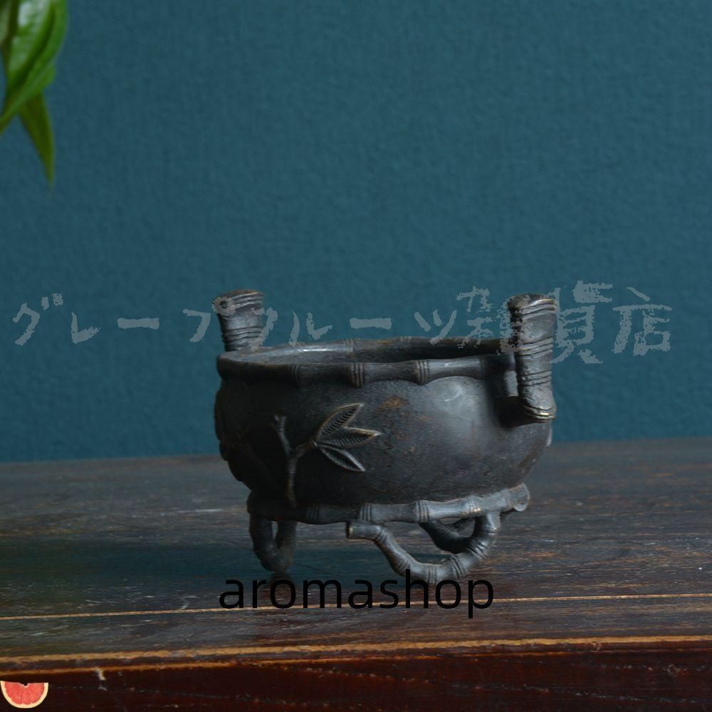 銅炉 香炉【福地洞天】 三足竹節紋香炉 宣徳炉 茶道香道具 工芸
