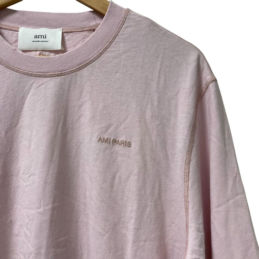 23 AW AMI PARIS アミパリス クルーネック 五分袖 フェイドアウト Tシャツ カットソー UTS 016.JE 0051 サイズM ピンク メンズ レディース 古着
