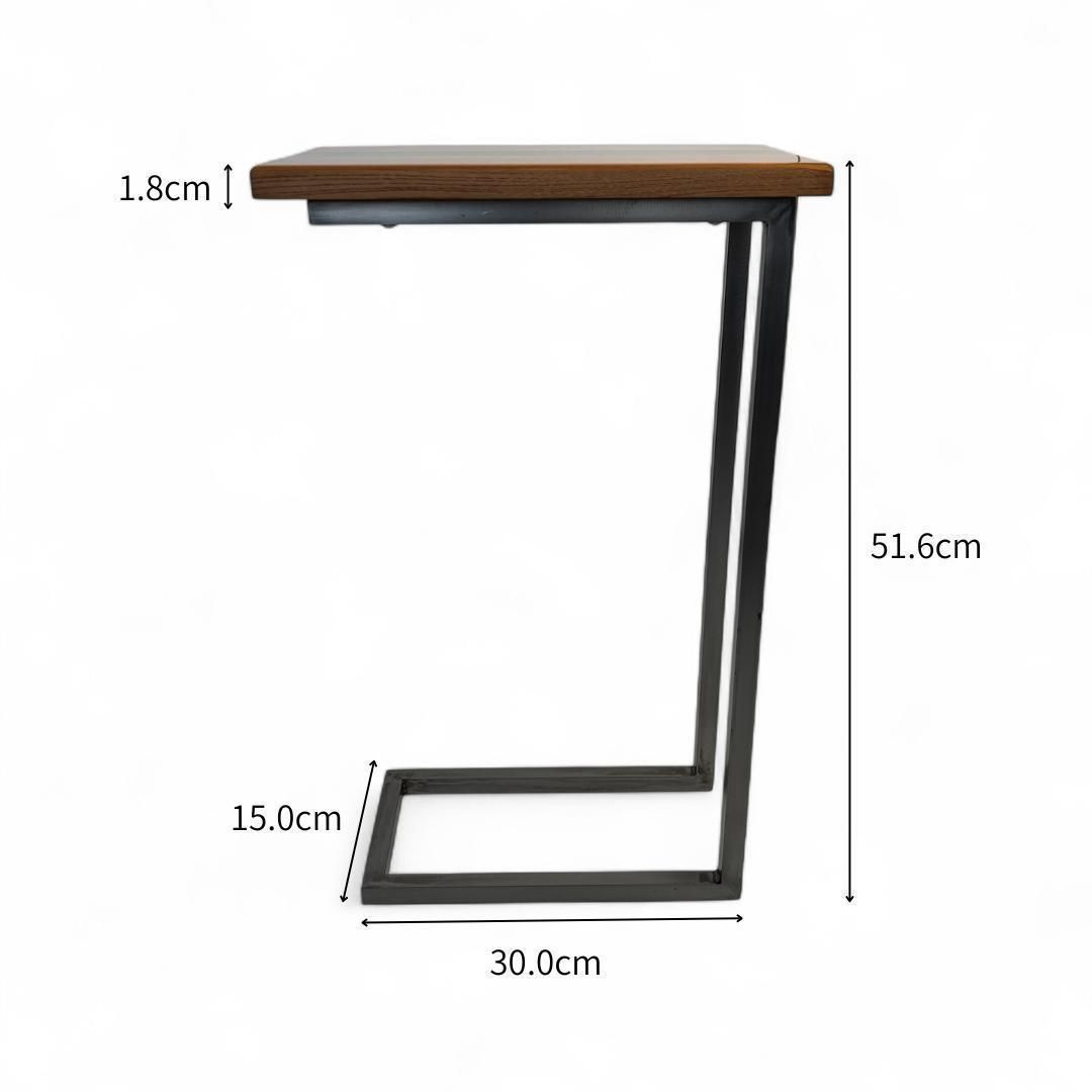 サイドテーブル 北欧風 アイアン 無垢材 木製 一枚板 コの字
