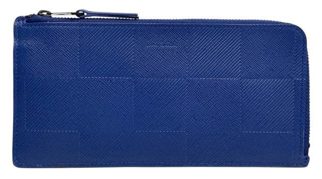 ポールスミス 長財布 L字ファスナー レザー ロゴ ブロックチェック ブルー 青 チェッカーエンボス レディース メンズ 財布 型押しレザー 牛革 Paul Smith BPS505