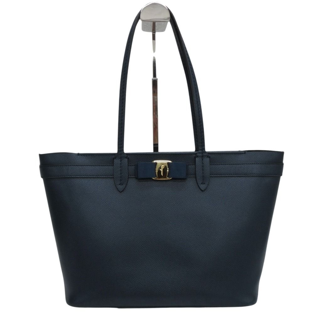 Salvatore Ferragamo サルヴァトーレフェラガモ ヴァラリボン レザー トートバッグ AU21 1032 ブルー レディース 古着