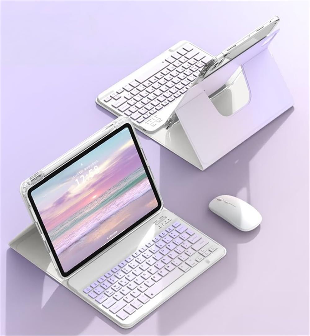 【特価商品】マウス付き iPad 10 キーボードケース おしゃれ グラデーションカラー 360度回転式 iPad 第10世代 2022モデル 10.9 インチ ケース マグネット 分離式 透明カバー 取り外し可能 Bluetoothキ