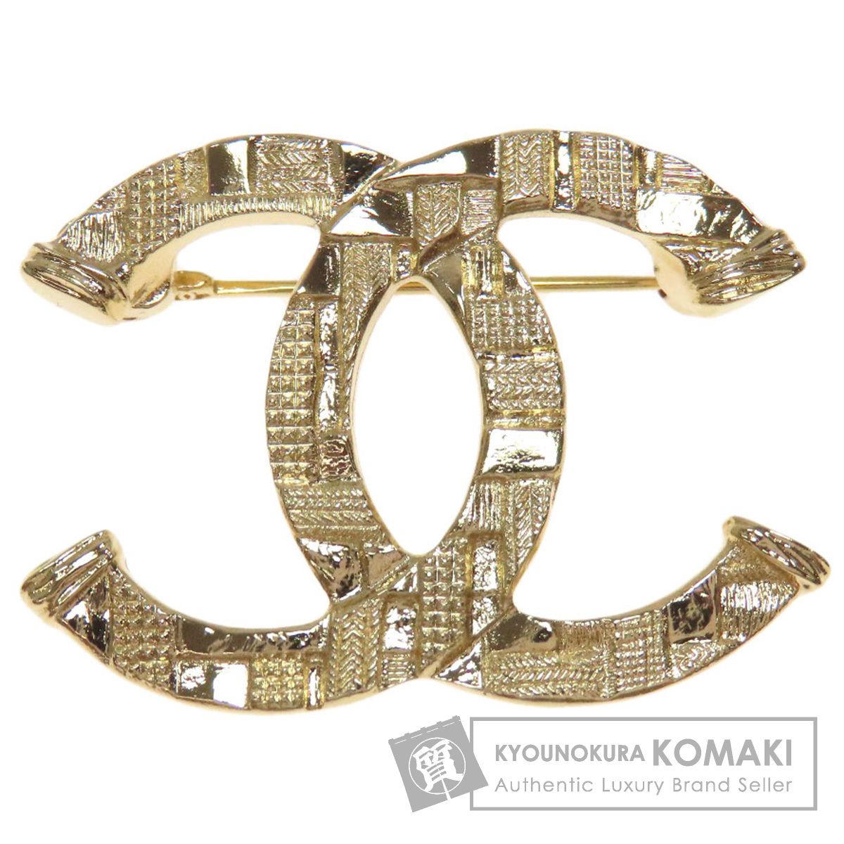 CHANEL シャネル ツイード柄 ココマーク ブローチ 金属製 レディース