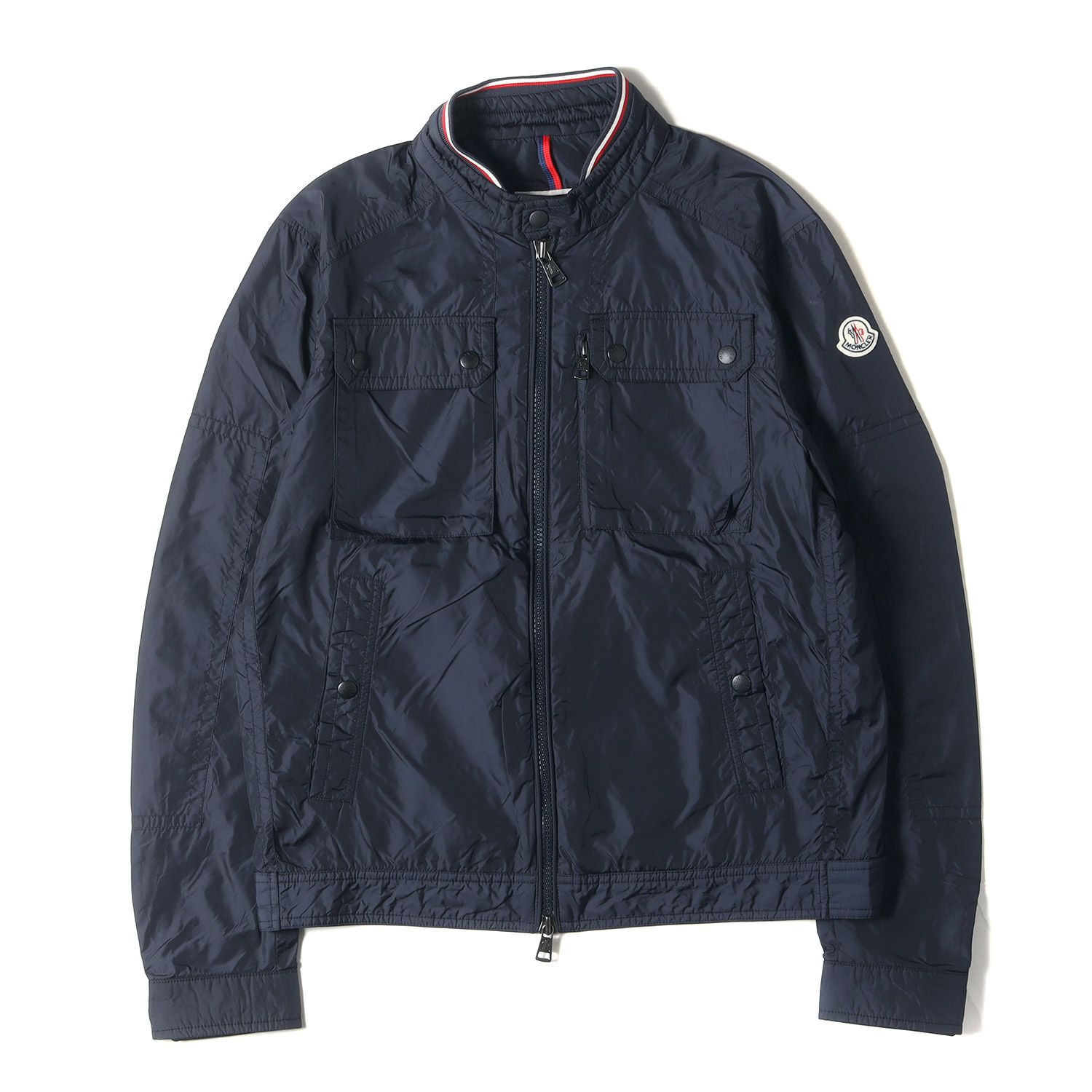 MONCLER モンクレール ジャケット サイズ:3(L) スタンドカラー ナイロン ダブルジップ ブルゾン LEVENS GIUBBOTTO  シングル ライダースジャケット ダークネイビー 紺 アウター【メンズ】 - メルカリ