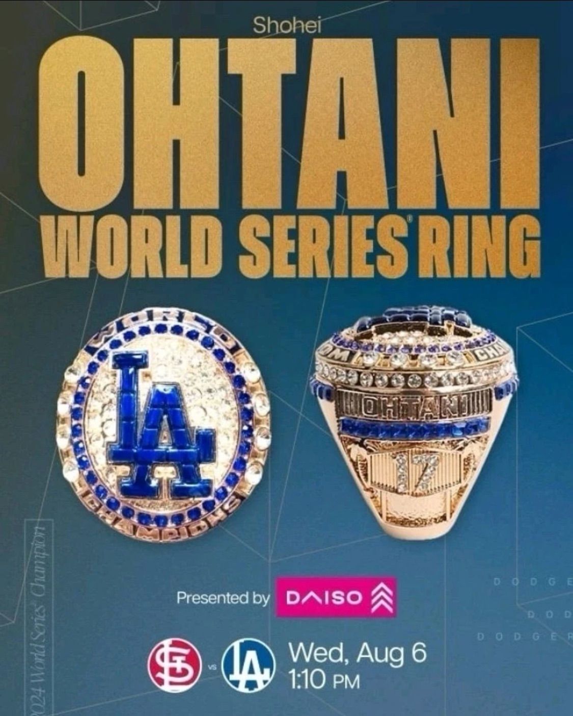 大谷翔平 チャンピオンリング ワールドシリーズ ドジャース ドジャースタジアム 8/6ドジャースタジアム入場者限定配布 チャンピオンリング 大谷