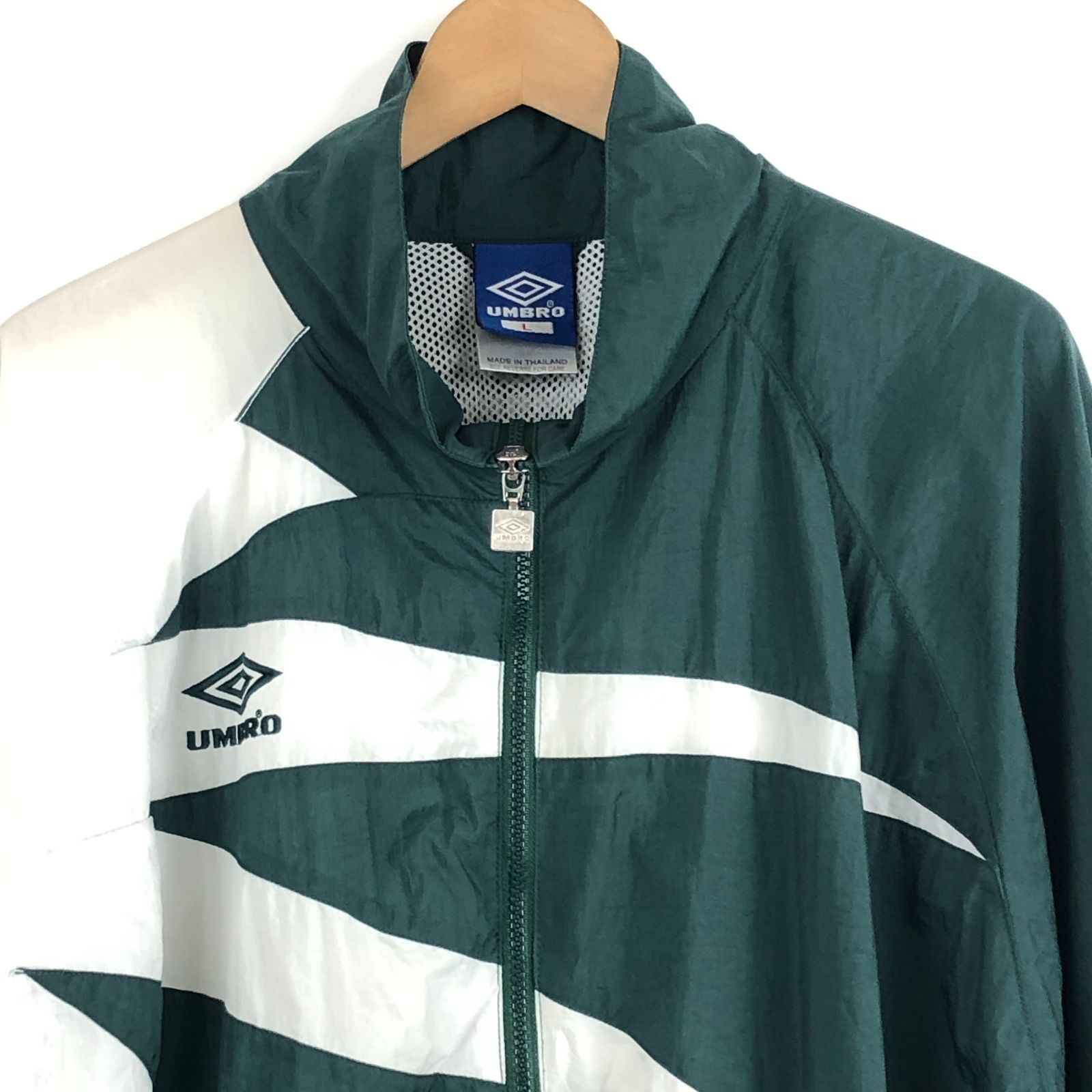 90s UMBRO アンブロ ナイロンジャケット 切り替えデザイン グリーン L