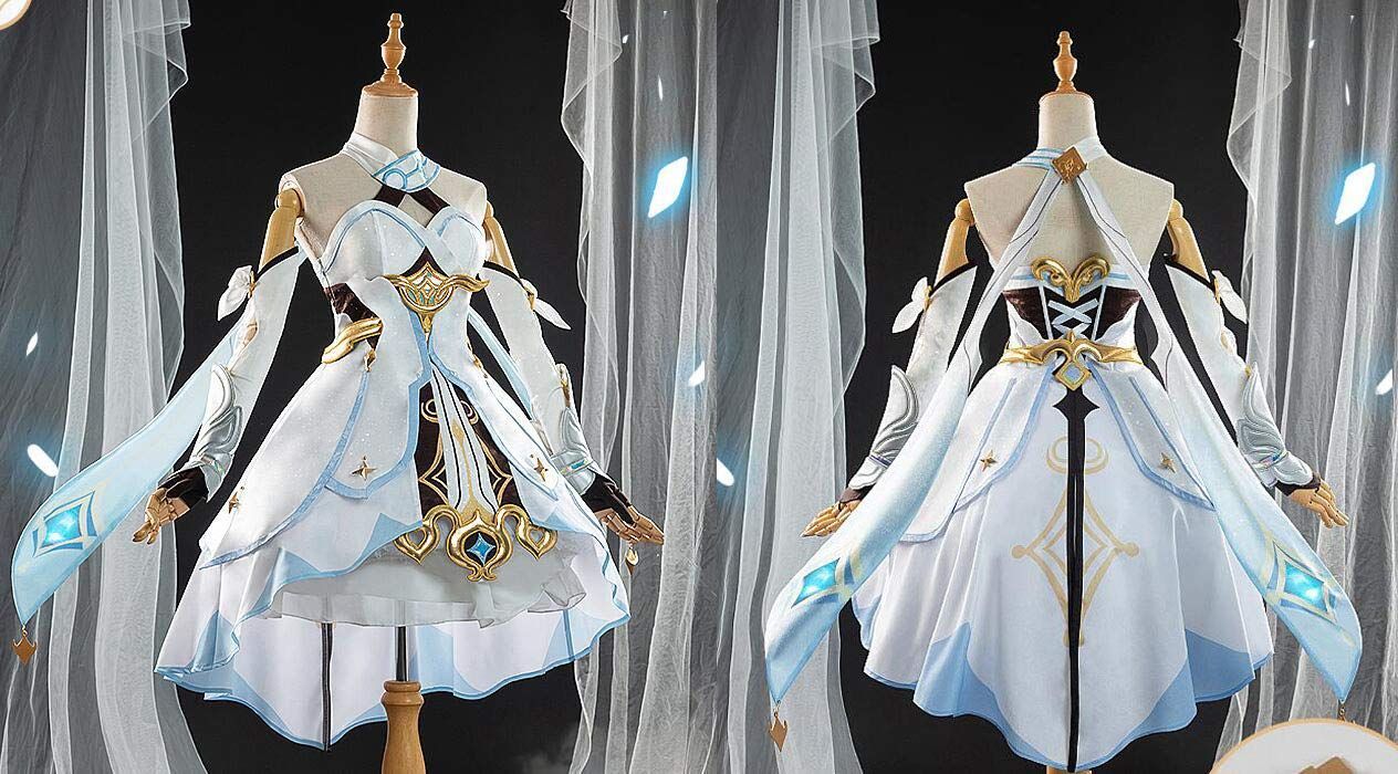 五次元 高品質 手甲付き シフォン素材 豪華版2020 実物撮影 原神 Genshin 旅人さん 女主人公 蛍 コスプレ衣装 コスチューム 風 仮装 靴 ウ BJ0927ML03