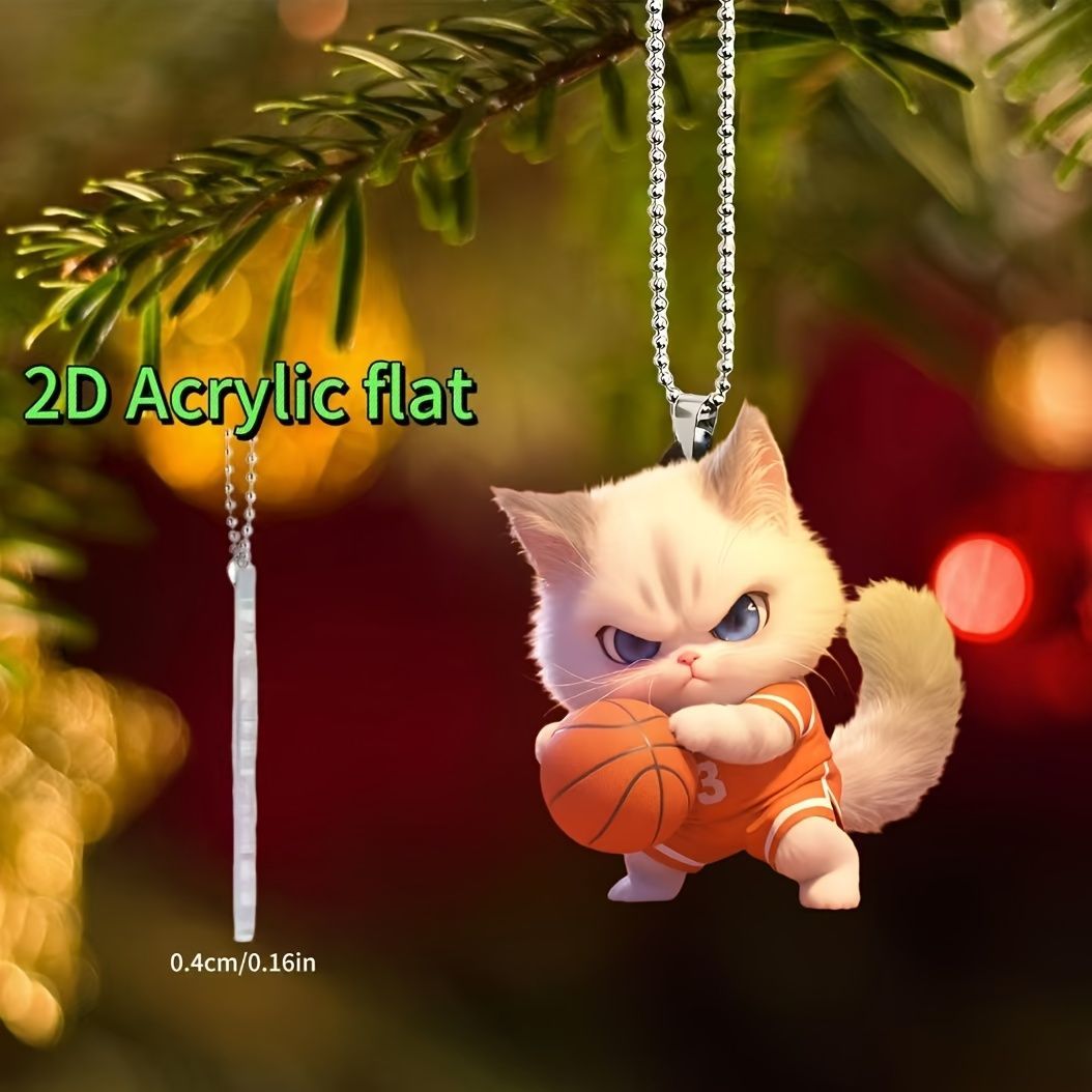 キーホルダー 子猫 バスケ かわいい 平面 2D アクリル 8cm