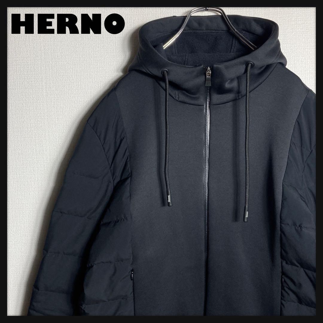 関税送料込【HERNO】ジップアップパーカー HERNO ZIPUP FOODED BLOUSON ヘルノ ストレッチナイロン