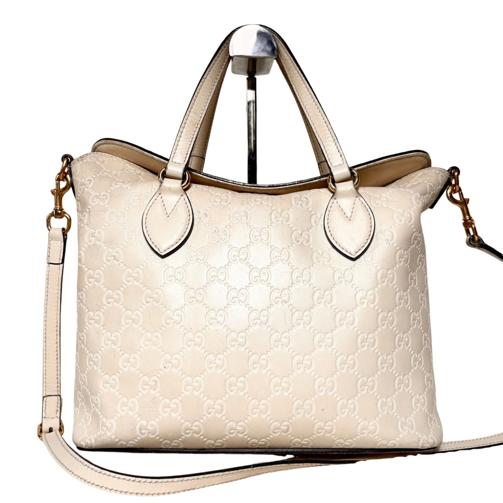 GUCCI グッチグッチシマショルダーバッグ2way ホワイト