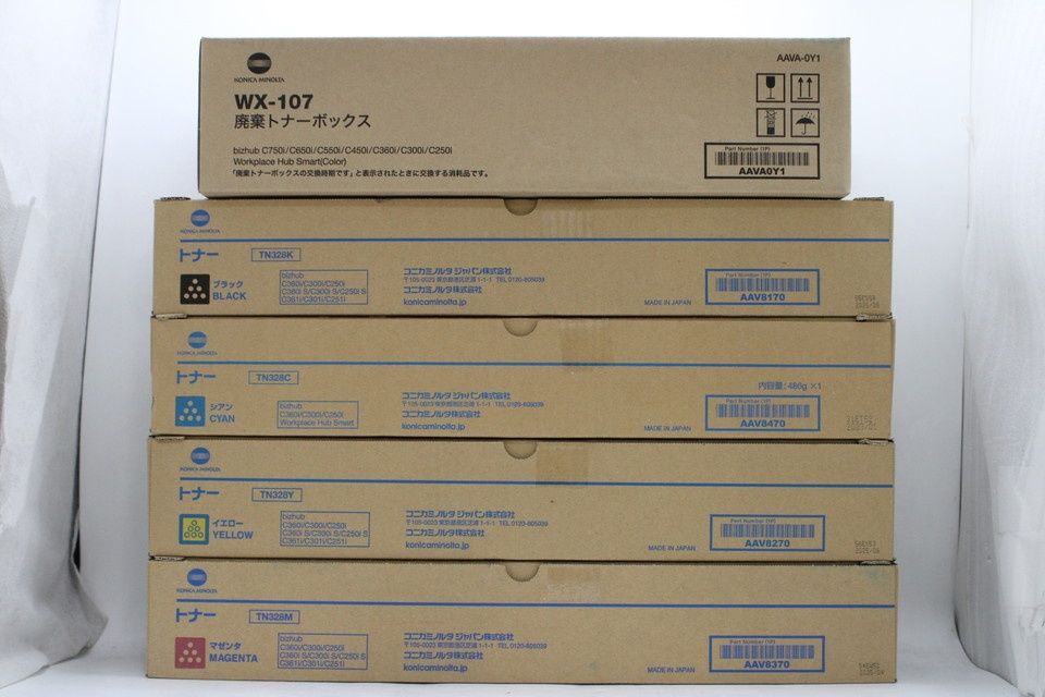 ♥ コニカミノルタ 純正 トナー TN328 4色 シアン マゼンタ イエロー ブラック おまけ 廃トナーボックス 付き KONICA MINOLTA IT77SID8H363 -D-P17-byebye