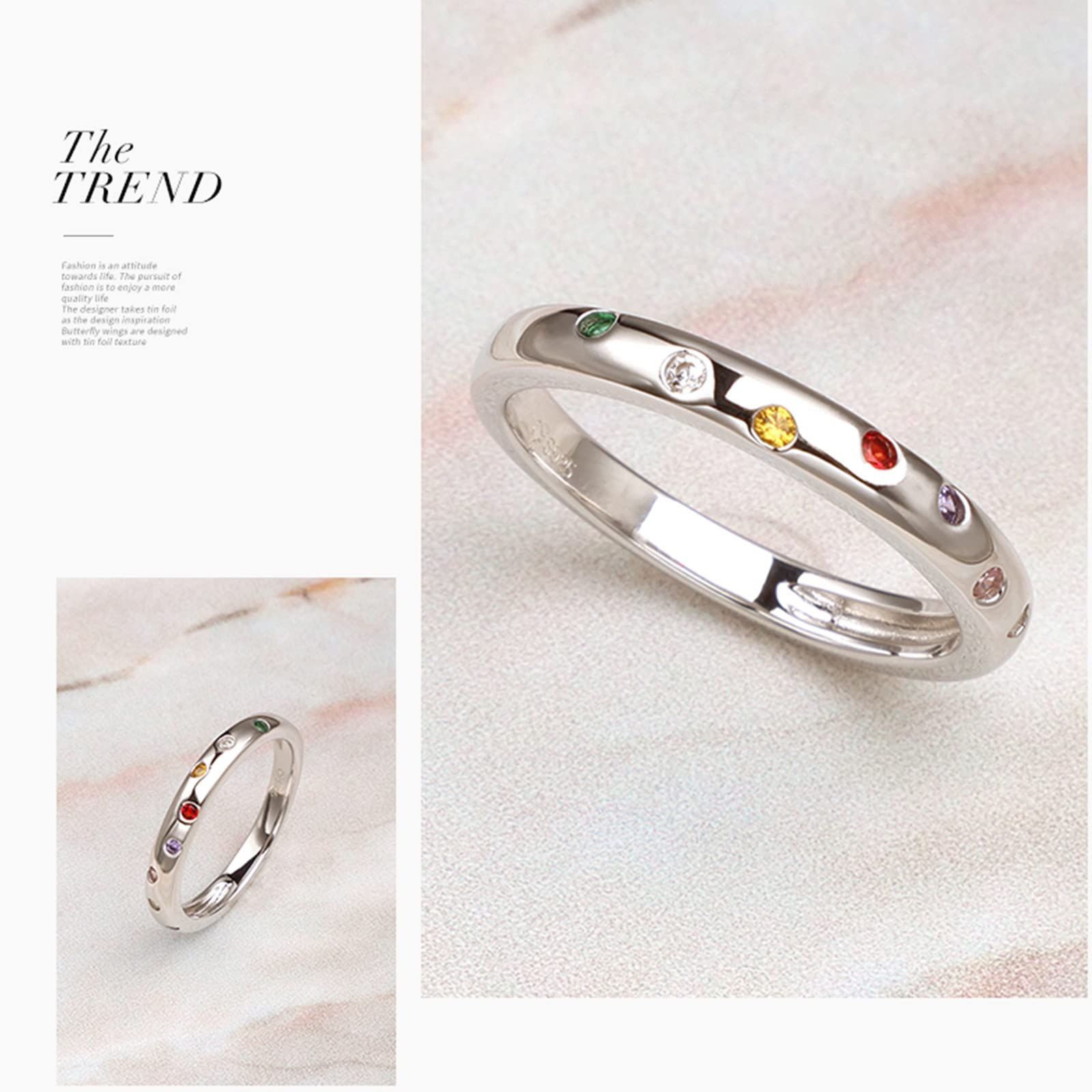 指輪レディース ダイヤシルバー金属アレルギー対応ジルコニアリング婚約指輪優雅誕生日お シルバー ピンキーリング (colorful, 09) 数量限定】ピンキーリング シルバー ダイヤシルバー金属アレルギー対応