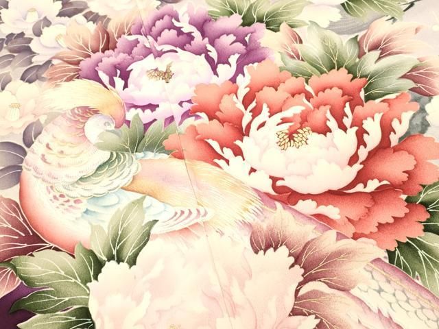 平和屋着物□豪華振袖 花鳥文 暈し染め 金彩 正絹 逸品