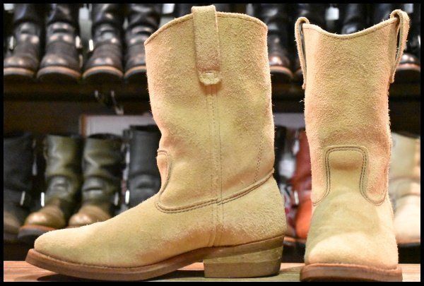 【8.5E 良品 羽タグ】レッドウィング 8156 スエード ペコス タン ラフアウト プルオン ブーツ redwing pecos HOPESMORE【FA323】